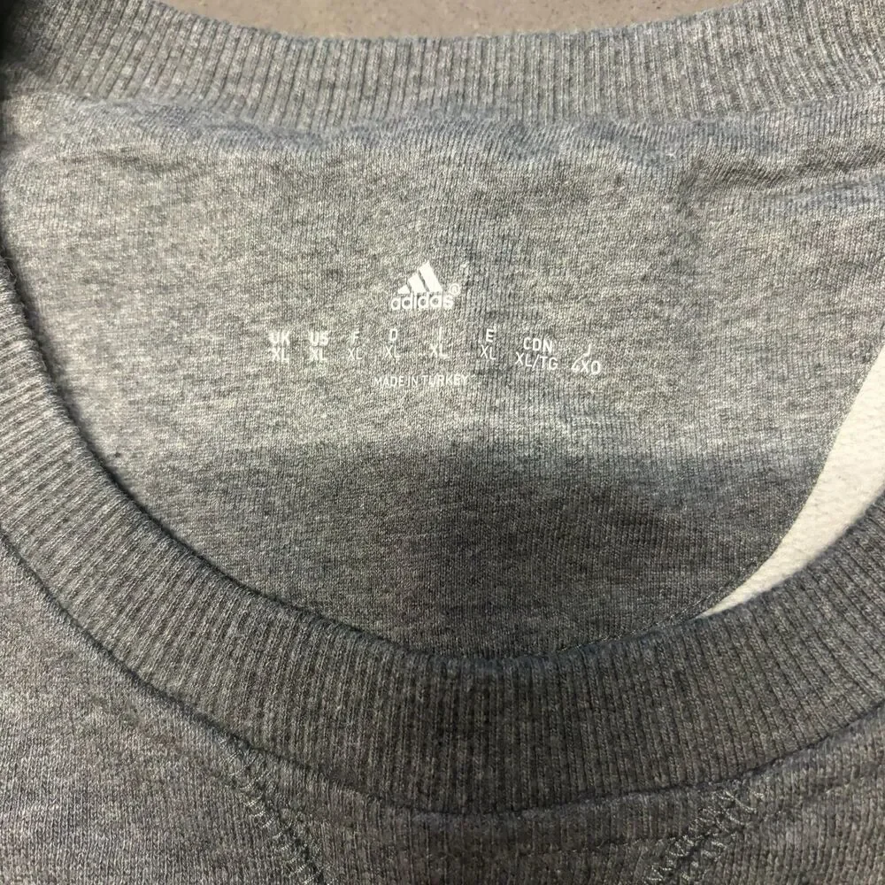 Size XL Mens – Adidas Gray Neon Logo 3 Stripe Colorblock Crewneck